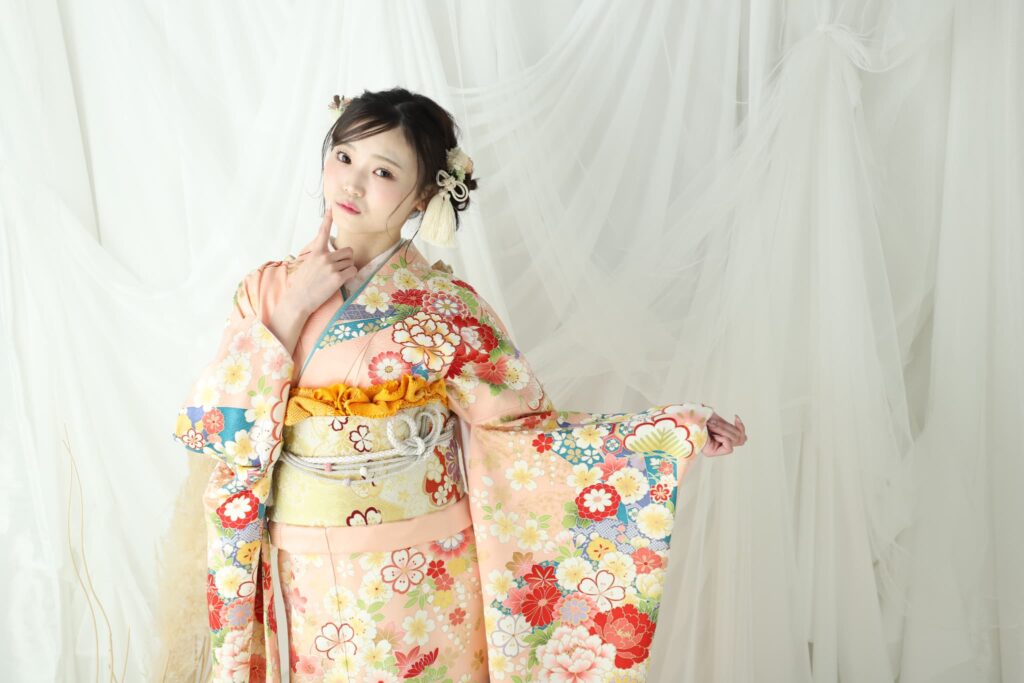 振袖レンタル(成人式)木津川市・精華町・京田辺市_フォトスタジオワタナベ(渡辺写真館)京都木津川店_ピンク着物姿