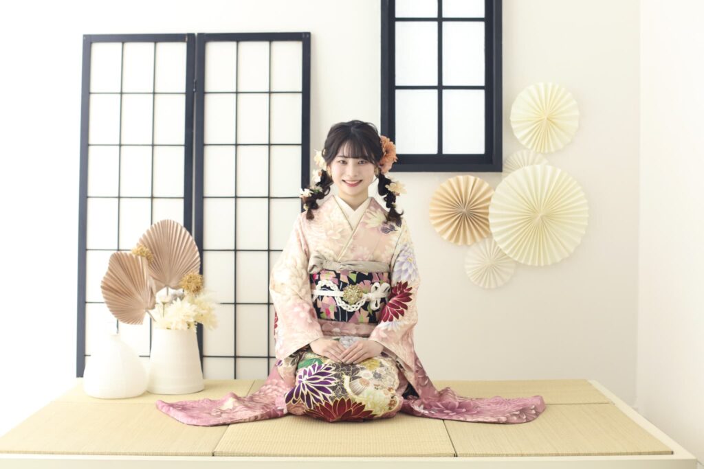 振袖レンタル(成人式)木津川市・精華町・京田辺市_フォトスタジオワタナベ(渡辺写真館) 京都木津川店_トータルコーディネートピンク着物